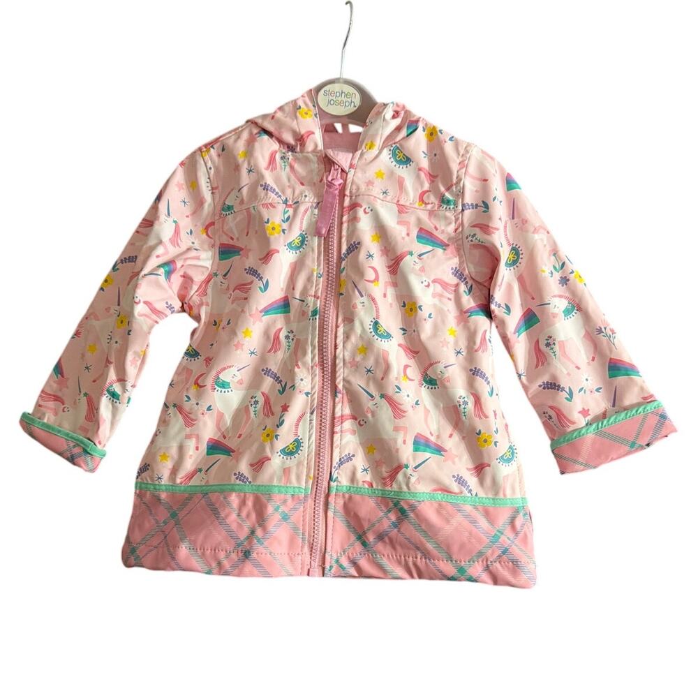 Stephen Joseph Baby Girls Toddler Pink Unicorn Raincoat Jacket Size 2T Rain